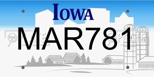 MAR781 Iowa License Plate