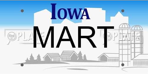 MART Iowa License Plate