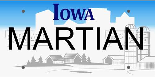 MARTIAN Iowa License Plate