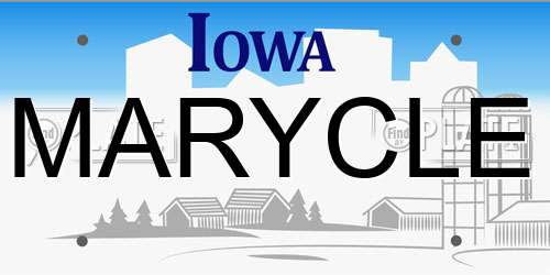 MARYCLE Iowa License Plate