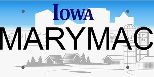 MARYMAC Iowa License Plate