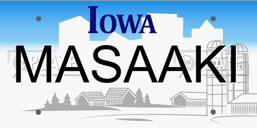 MASAAKI Iowa License Plate