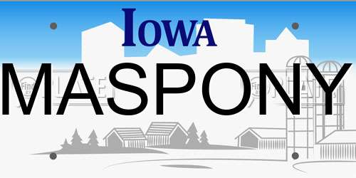 MASPONY Iowa License Plate