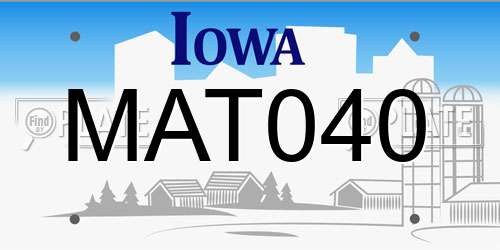 MAT040 Iowa License Plate