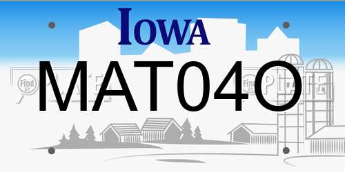 MAT04O Iowa License Plate