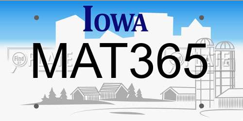 MAT365 Iowa License Plate