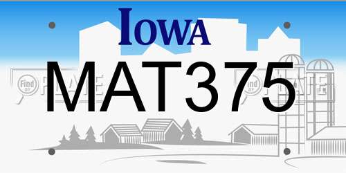 MAT375 Iowa License Plate