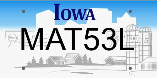 MAT53L Iowa License Plate