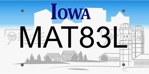 MAT83L Iowa License Plate