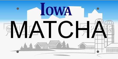 MATCHA Iowa License Plate