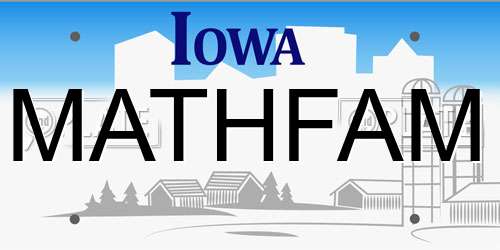 MATHFAM Iowa License Plate
