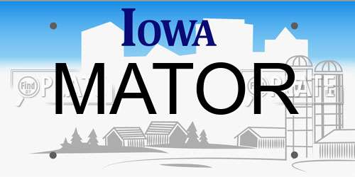 MATOR Iowa License Plate