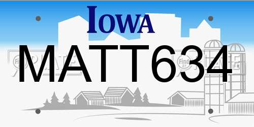 MATT634 Iowa License Plate