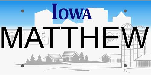 MATTHEW Iowa License Plate