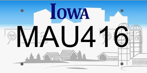 MAU416 Iowa License Plate