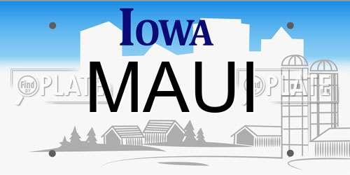 MAUI Iowa License Plate