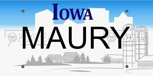 MAURY Iowa License Plate