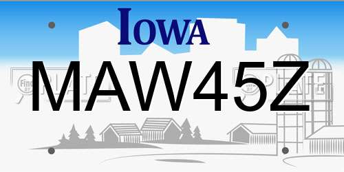 MAW45Z Iowa License Plate