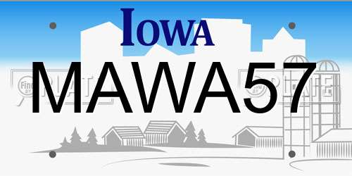 MAWA57 Iowa License Plate