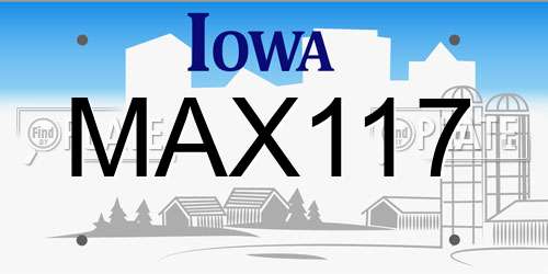 MAX117 Iowa License Plate
