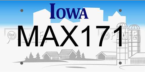 MAX171 Iowa License Plate