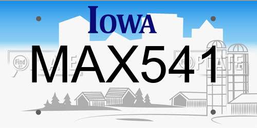 MAX541 Iowa License Plate