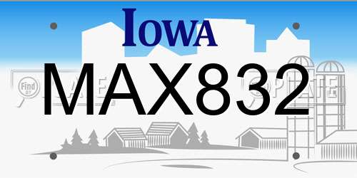 MAX832 Iowa License Plate
