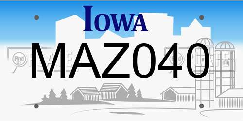MAZ040 Iowa License Plate