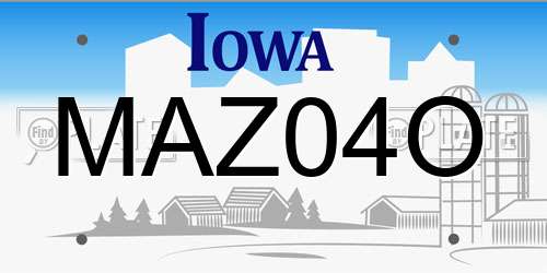 MAZ04O Iowa License Plate