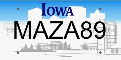 MAZA89 Iowa License Plate