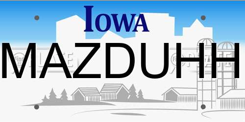 MAZDUHH Iowa License Plate