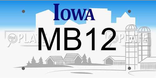 MB12 Iowa License Plate