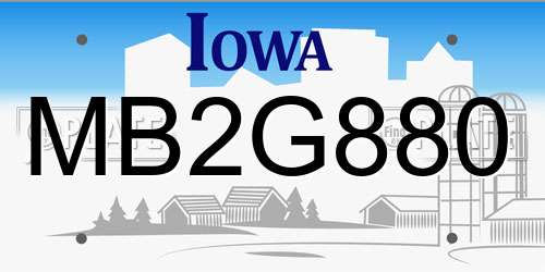 MB2G880 Iowa License Plate