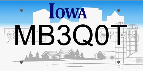 MB3Q0T Iowa License Plate