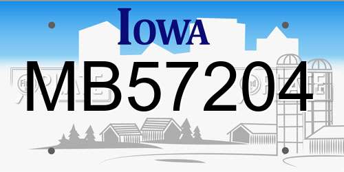 MB57204 Iowa License Plate