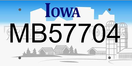 MB57704 Iowa License Plate