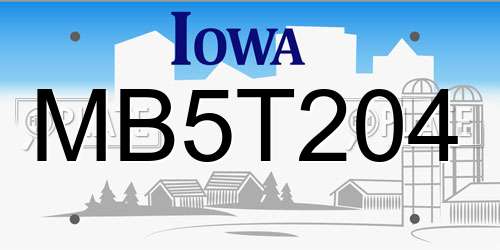 MB5T204 Iowa License Plate