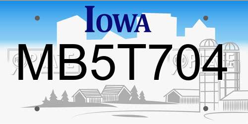 MB5T704 Iowa License Plate