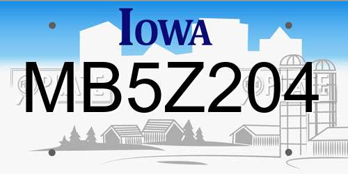 MB5Z204 Iowa License Plate