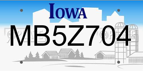 MB5Z704 Iowa License Plate