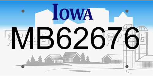 MB62676 Iowa License Plate