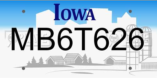 MB6T626 Iowa License Plate