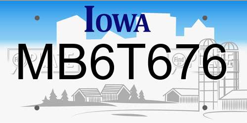 MB6T676 Iowa License Plate