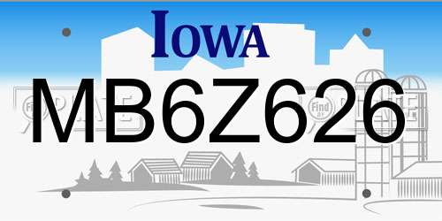 MB6Z626 Iowa License Plate