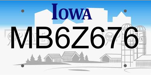 MB6Z676 Iowa License Plate