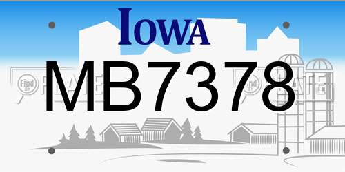 MB7378 Iowa License Plate