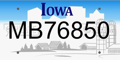 MB76850 Iowa License Plate