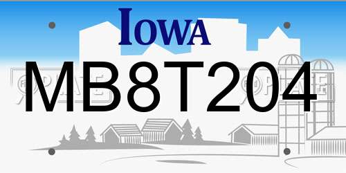 MB8T204 Iowa License Plate