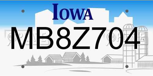 MB8Z704 Iowa License Plate