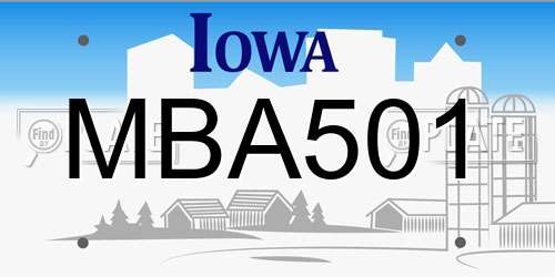 MBA501 Iowa License Plate